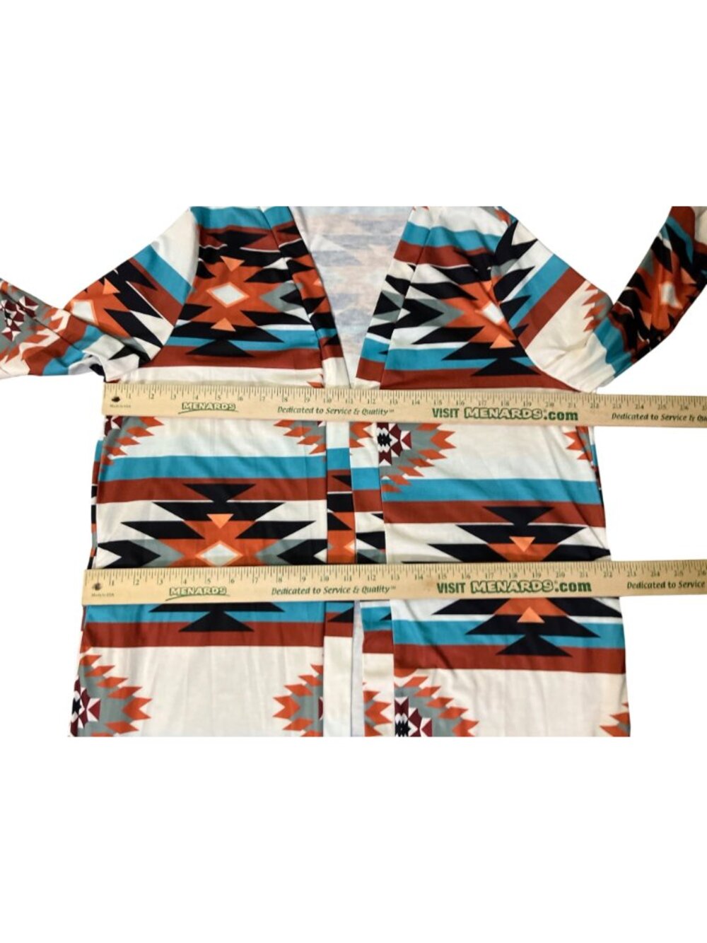 Women’s XXL Tribal Aztec Geometric Open Front Long Duster Used - Picture 8 of 12